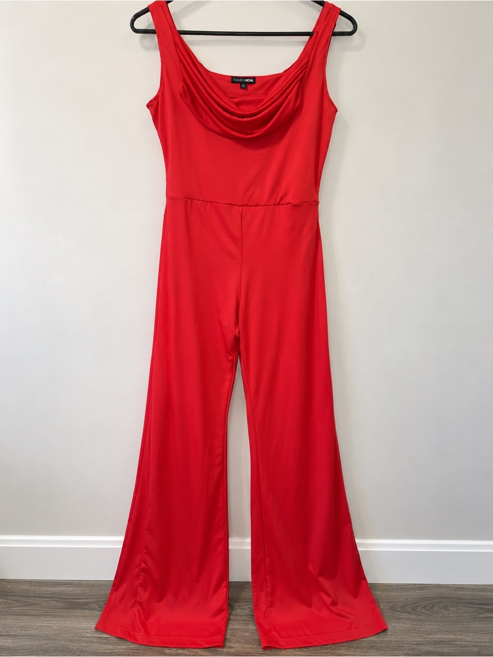 RACHEL Rachel Roy Red Cowl-Neck Wide-Leg Jumpsuit